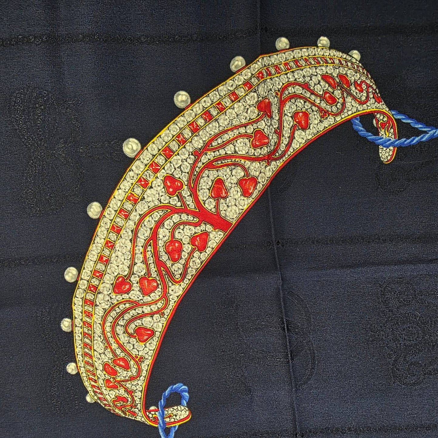 Must de Cartier Jewelry Motif Silk Scarf Navy (Pre-Owned)