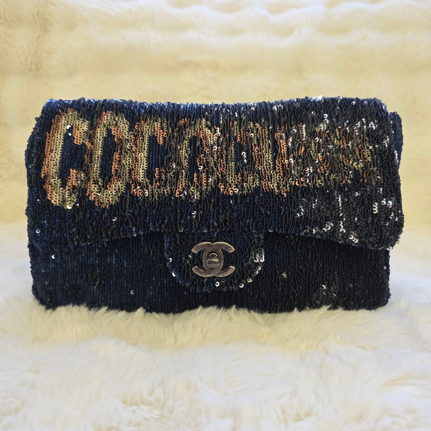 Chanel Sequin Flap Chain Shoulder Bag Black Multicolor (Pre-Owned)