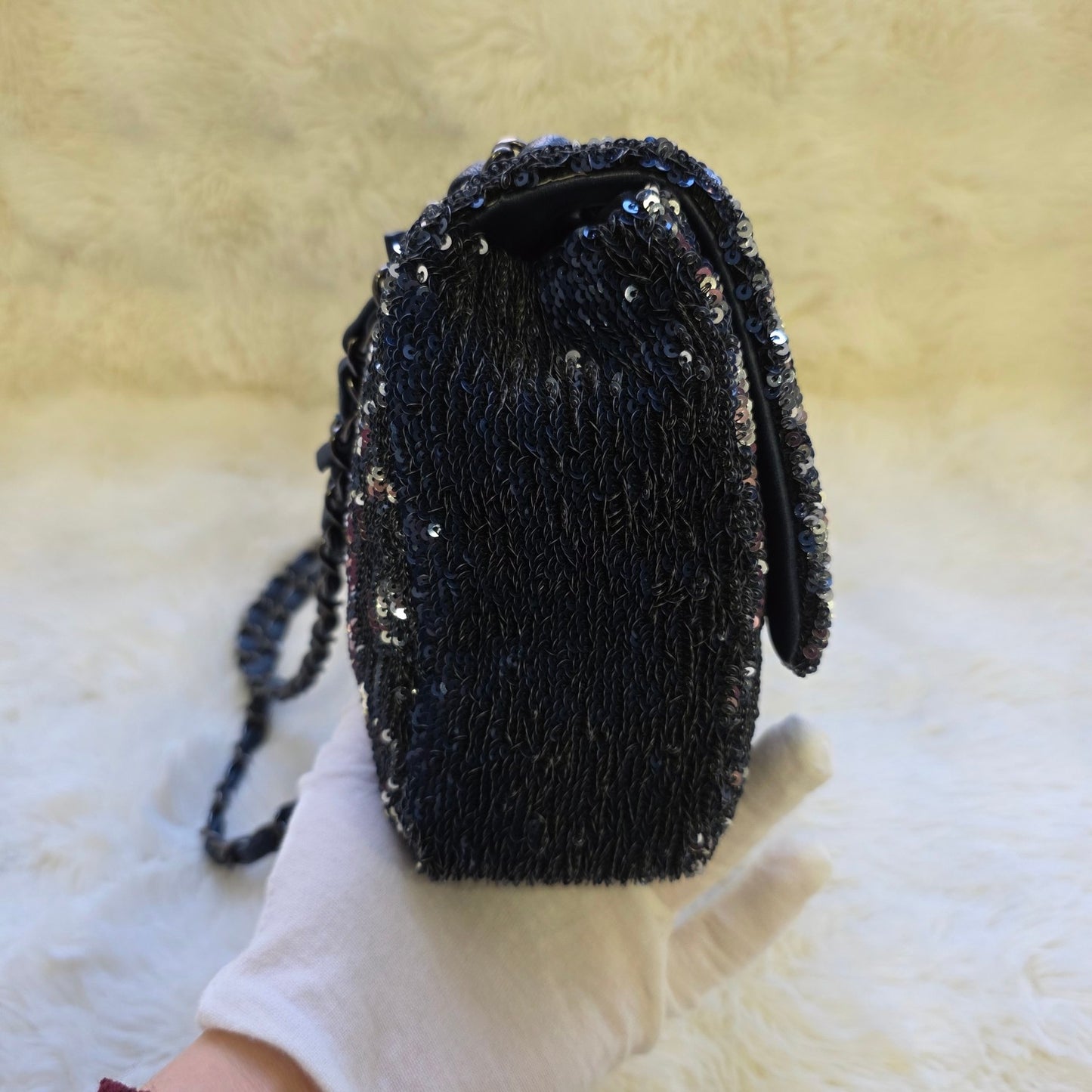 Chanel Sequin Flap Chain Shoulder Bag Black Multicolor (Pre-Owned)