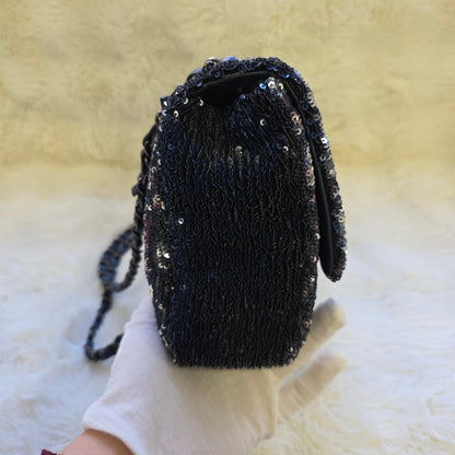 Chanel Sequin Flap Chain Shoulder Bag Black Multicolor (Pre-Owned)