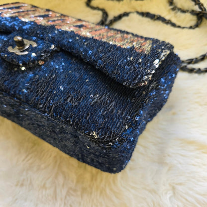 Chanel Sequin Flap Chain Shoulder Bag Black Multicolor (Pre-Owned)