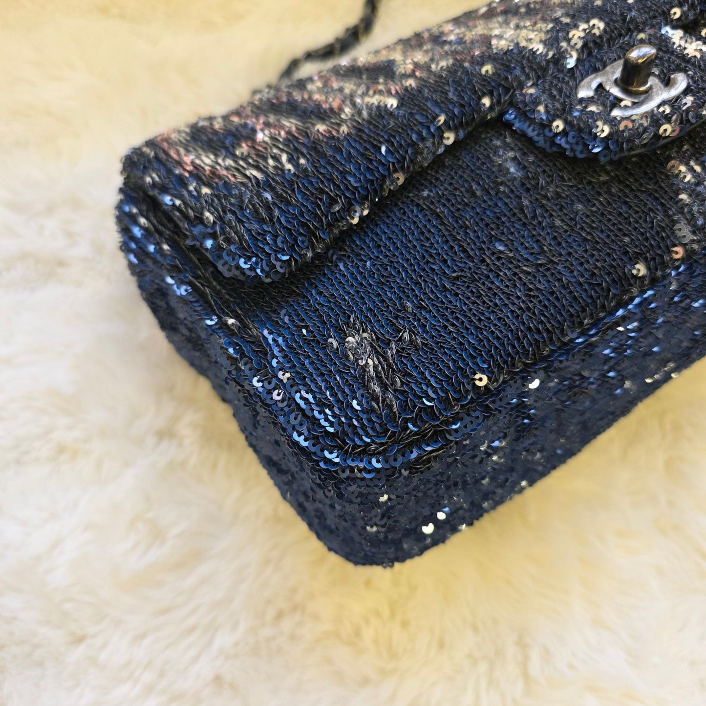 Chanel Sequin Flap Chain Shoulder Bag Black Multicolor (Pre-Owned)