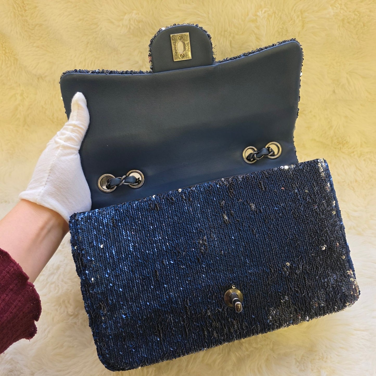 Chanel Sequin Flap Chain Shoulder Bag Black Multicolor (Pre-Owned)
