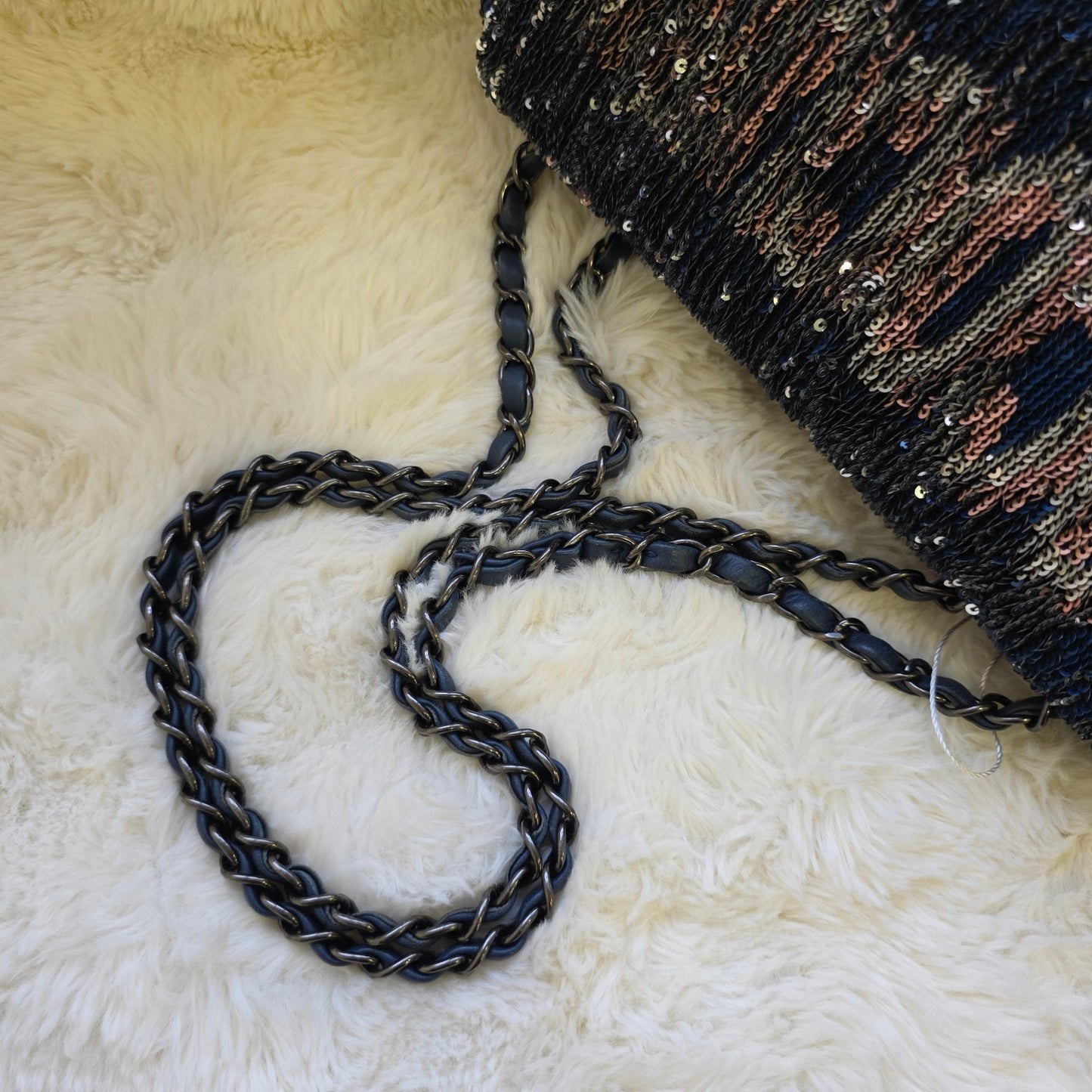 Chanel Sequin Flap Chain Shoulder Bag Black Multicolor (Pre-Owned)