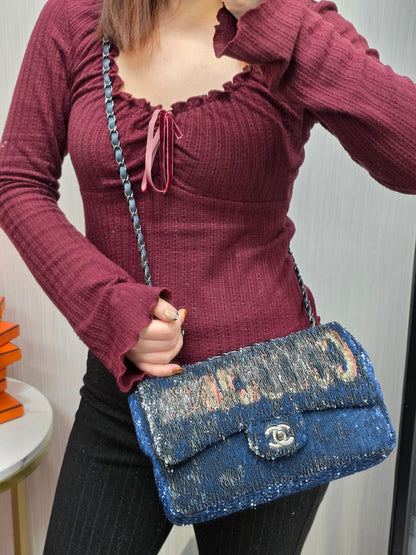 Chanel Sequin Flap Chain Shoulder Bag Black Multicolor (Pre-Owned)