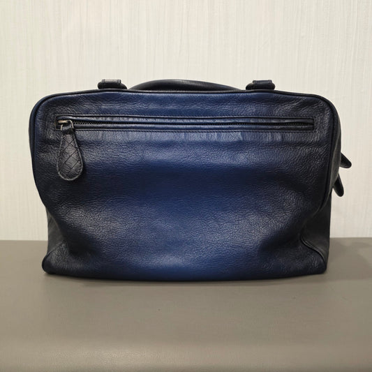 Bottega Veneta Intrecciato Detail Leather Boston Handbag Black (Pre-Owned)