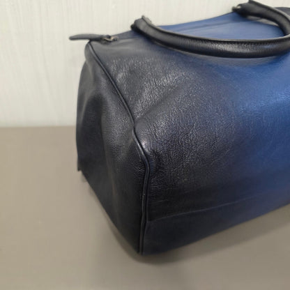 Bottega Veneta Intrecciato Detail Leather Boston Handbag Black (Pre-Owned)