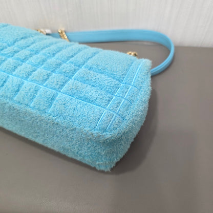 Burberry Lola Small Quilted Bouclé Shoulder Bag Light Blue (Pre-Owned)