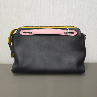 Fendi By The Way Leather Boston Bag Multicolor Black Pink Yellow (Pre-Owned)