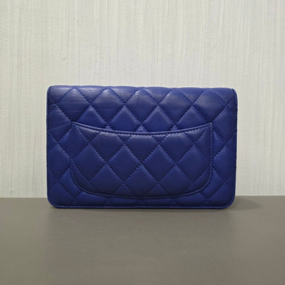 Chanel Classic Quilted Lambskin Wallet on Chain Blue (Pre-Owned)