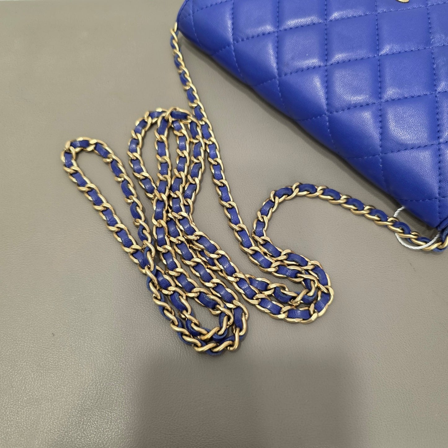 Chanel Classic Quilted Lambskin Wallet on Chain Blue (Pre-Owned)