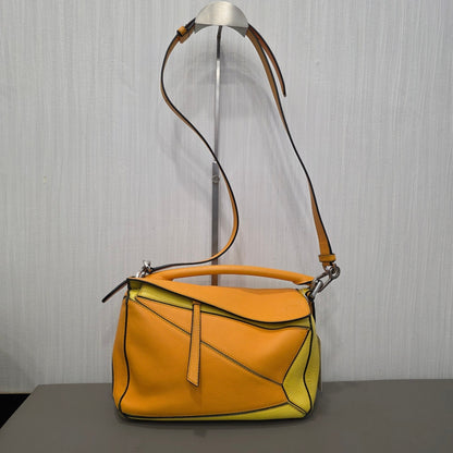 Loewe Puzzle Bag Small Calfskin Leather Multicolor Orange Yellow (Pre-Owned)