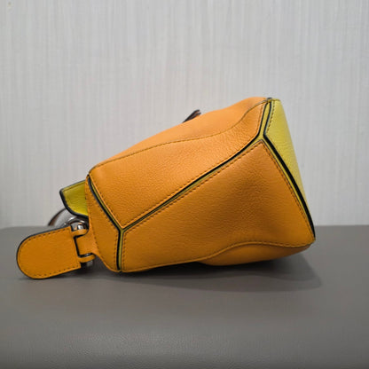 Loewe Puzzle Bag Small Calfskin Leather Multicolor Orange Yellow (Pre-Owned)