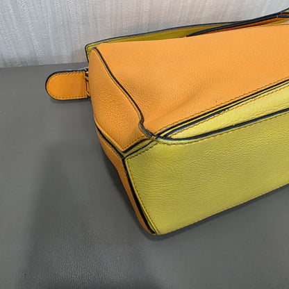 Loewe Puzzle Bag Small Calfskin Leather Multicolor Orange Yellow (Pre-Owned)