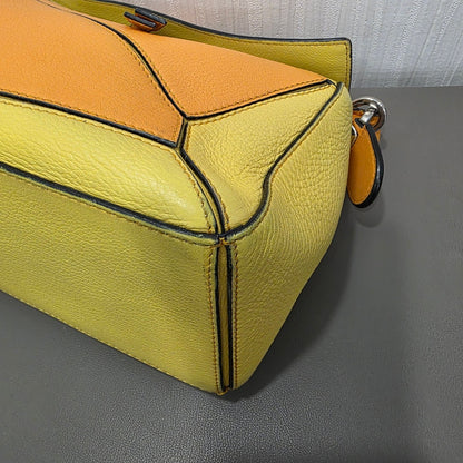 Loewe Puzzle Bag Small Calfskin Leather Multicolor Orange Yellow (Pre-Owned)