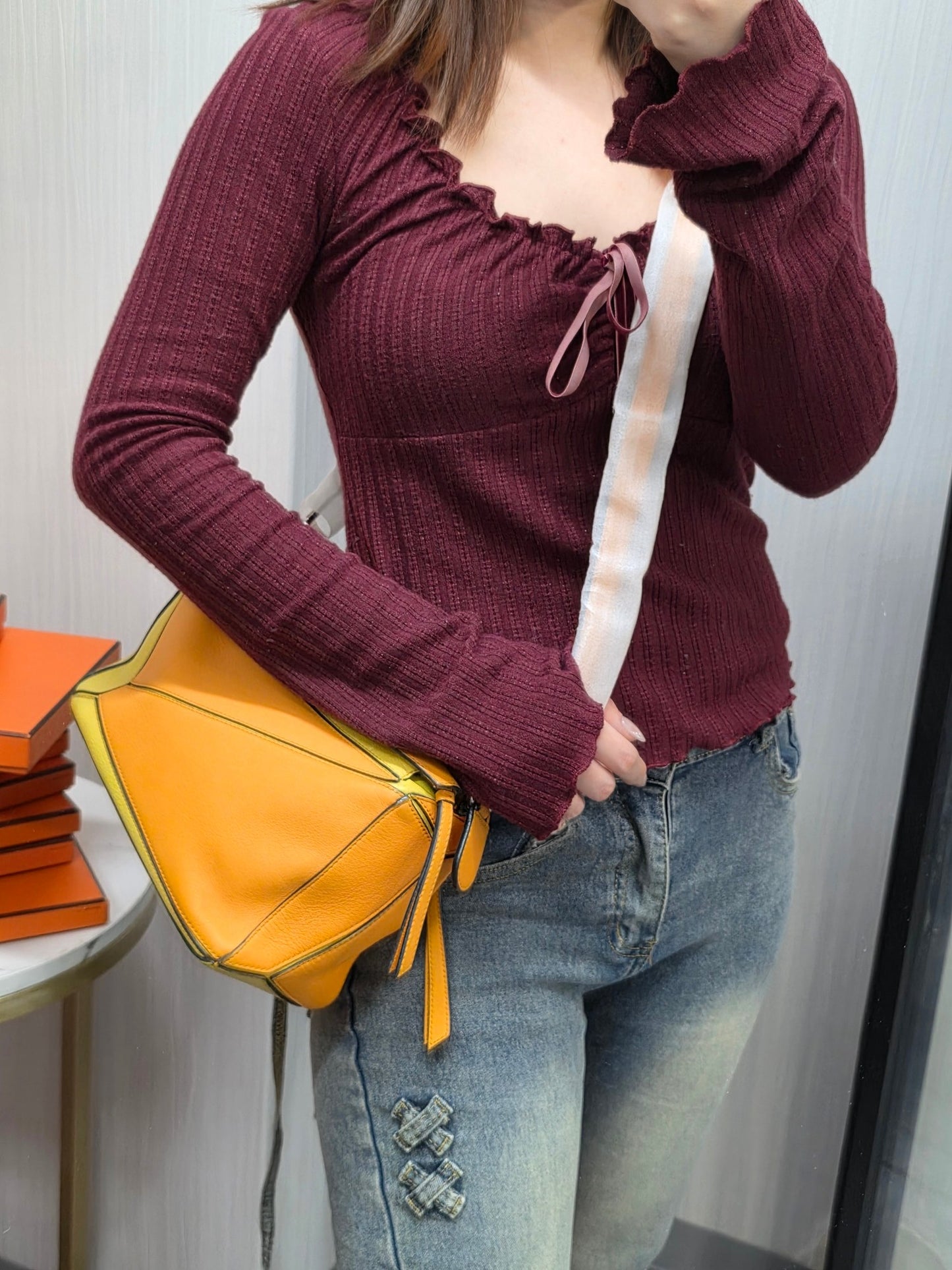 Loewe Puzzle Bag Small Calfskin Leather Multicolor Orange Yellow (Pre-Owned)