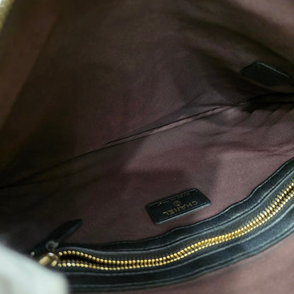 Chanel Chevron Quilted Leather Pouch Clutch Black (Pre-Owned)