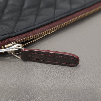 Chanel Chevron Quilted Leather Pouch Clutch Black (Pre-Owned)