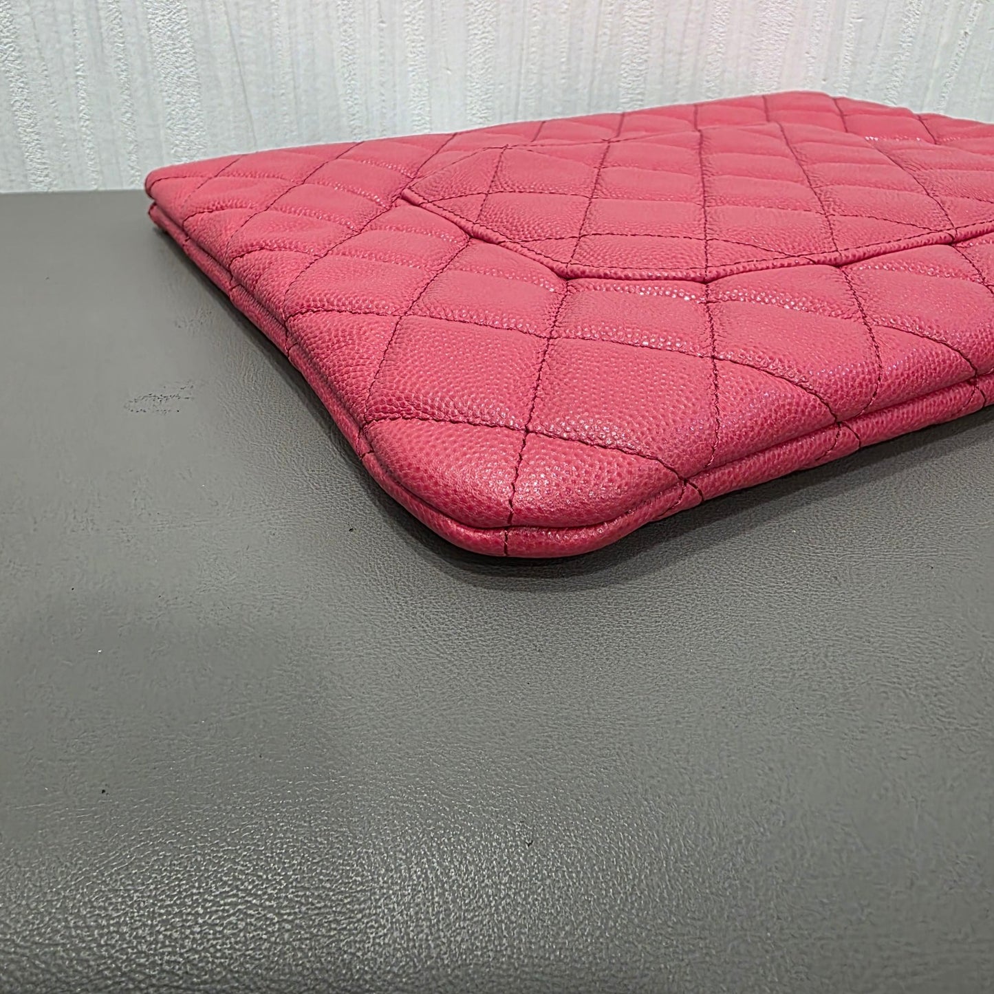 Chanel Classic Quilted Caviar Leather Zip Pouch Pink (Pre-Owned)
