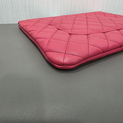Chanel Classic Quilted Caviar Leather Zip Pouch Pink (Pre-Owned)