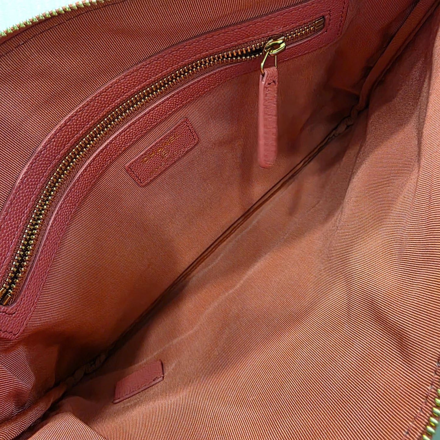 Chanel Classic Quilted Caviar Leather Zip Pouch Pink (Pre-Owned)