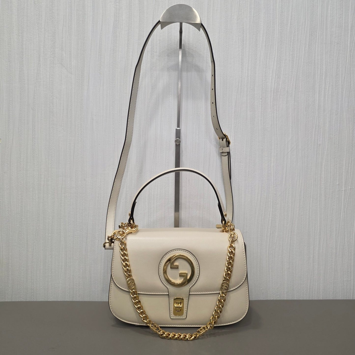 Gucci Blondie Small Leather Top Handle Shoulder Bag Ivory (Pre-Owned)