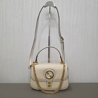 Gucci Blondie Small Leather Top Handle Shoulder Bag Ivory (Pre-Owned)