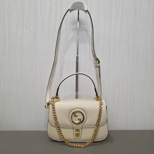 Gucci Blondie Small Leather Top Handle Shoulder Bag Ivory (Pre-Owned)