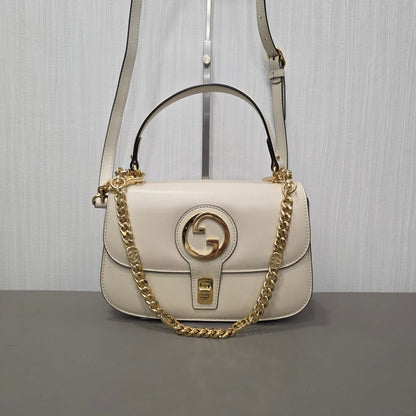 Gucci Blondie Small Leather Top Handle Shoulder Bag Ivory (Pre-Owned)