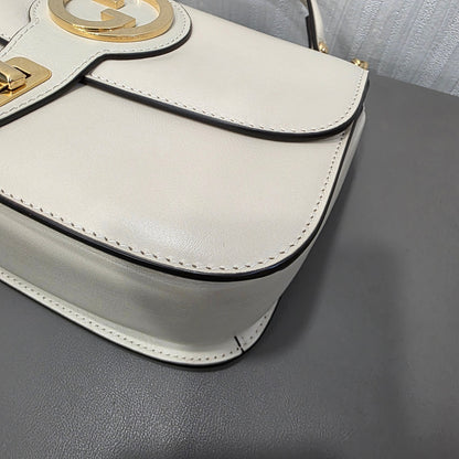 Gucci Blondie Small Leather Top Handle Shoulder Bag Ivory (Pre-Owned)