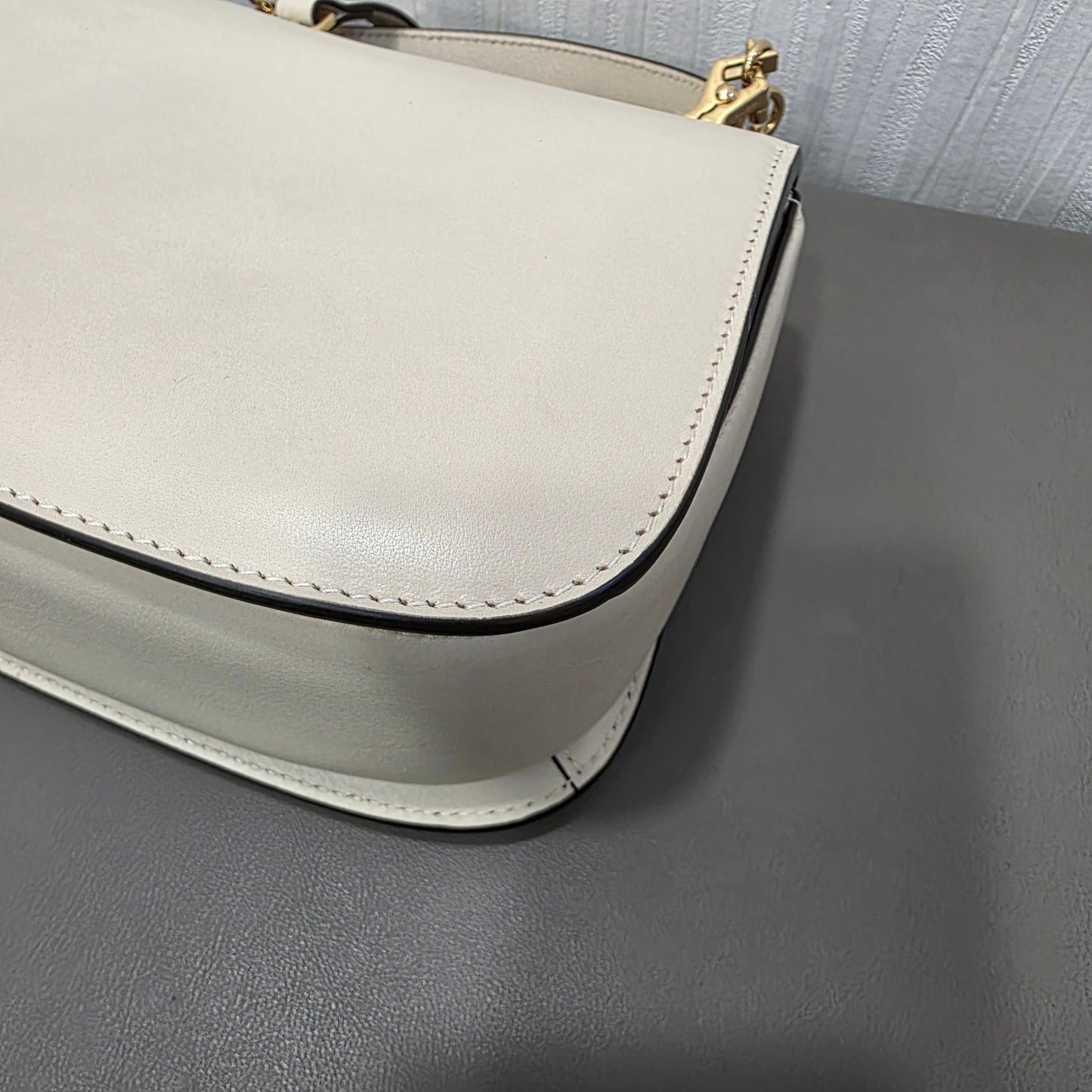 Gucci Blondie Small Leather Top Handle Shoulder Bag Ivory (Pre-Owned)