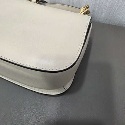 Gucci Blondie Small Leather Top Handle Shoulder Bag Ivory (Pre-Owned)