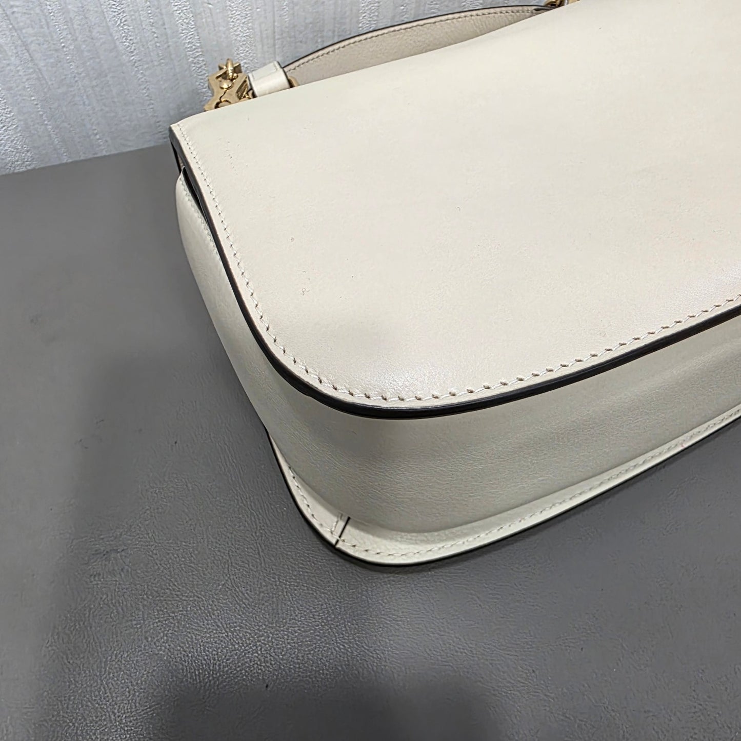 Gucci Blondie Small Leather Top Handle Shoulder Bag Ivory (Pre-Owned)