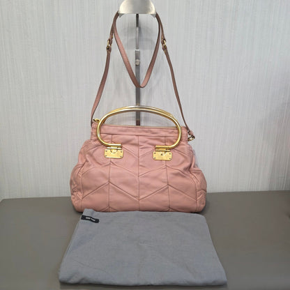 Miu Miu Matelassé Leather Top Handle Shoulder Bag Pink (Pre-Owned)