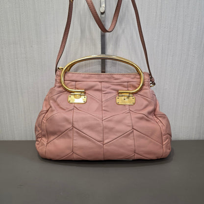 Miu Miu Matelassé Leather Top Handle Shoulder Bag Pink (Pre-Owned)