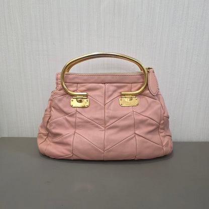 Miu Miu Matelassé Leather Top Handle Shoulder Bag Pink (Pre-Owned)