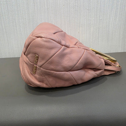 Miu Miu Matelassé Leather Top Handle Shoulder Bag Pink (Pre-Owned)
