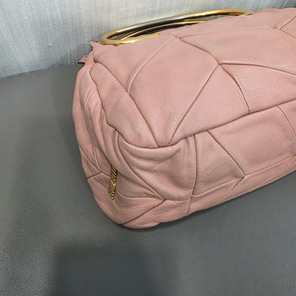 Miu Miu Matelassé Leather Top Handle Shoulder Bag Pink (Pre-Owned)