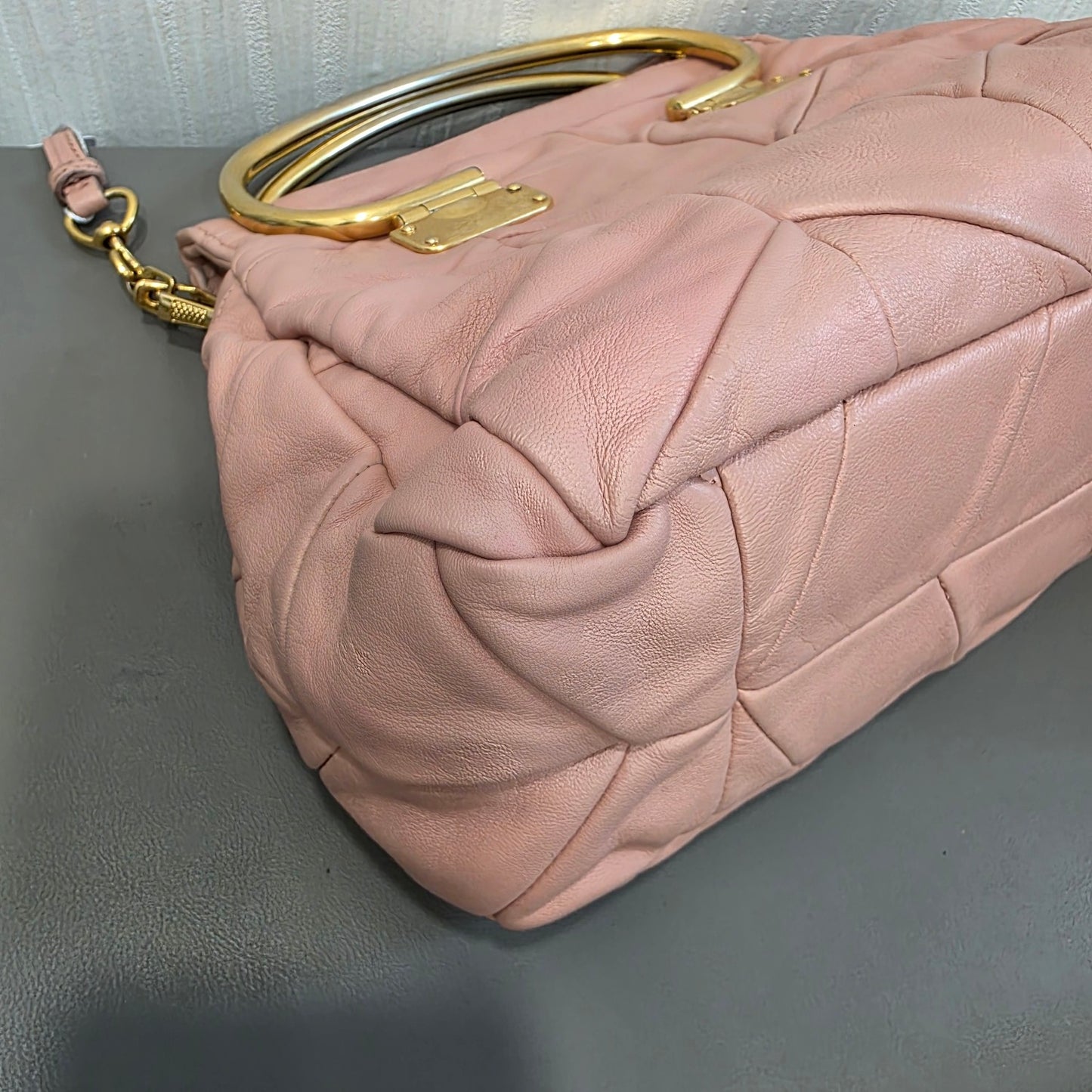 Miu Miu Matelassé Leather Top Handle Shoulder Bag Pink (Pre-Owned)