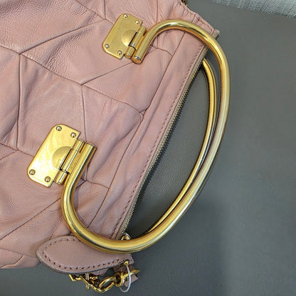 Miu Miu Matelassé Leather Top Handle Shoulder Bag Pink (Pre-Owned)