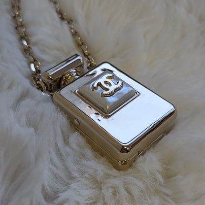 Chanel CC Perfume Bottle Pendant Necklace Gold (Pre-Owned)