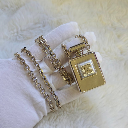 Chanel CC Perfume Bottle Pendant Necklace Gold (Pre-Owned)
