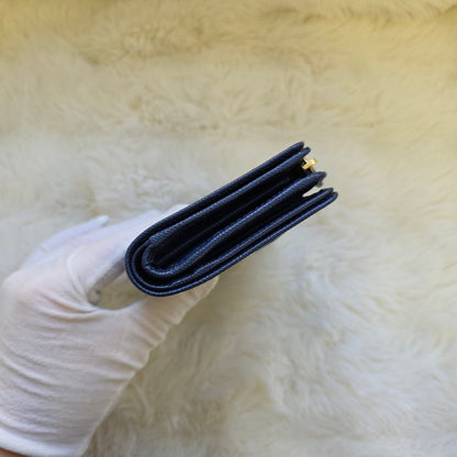 Prada Saffiano Leather Zip Around Wallet Navy (Pre-Owned)