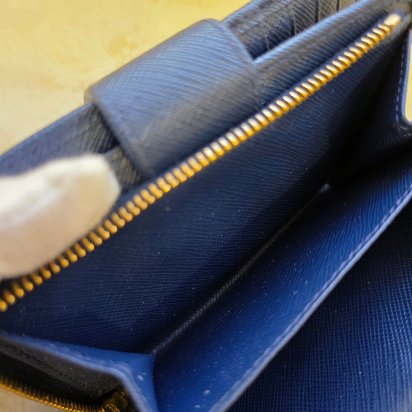 Prada Saffiano Leather Zip Around Wallet Navy (Pre-Owned)