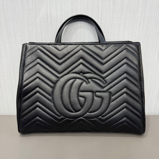 Gucci GG Marmont Matelassé Leather Top Handle Bag Black (Pre-Owned)