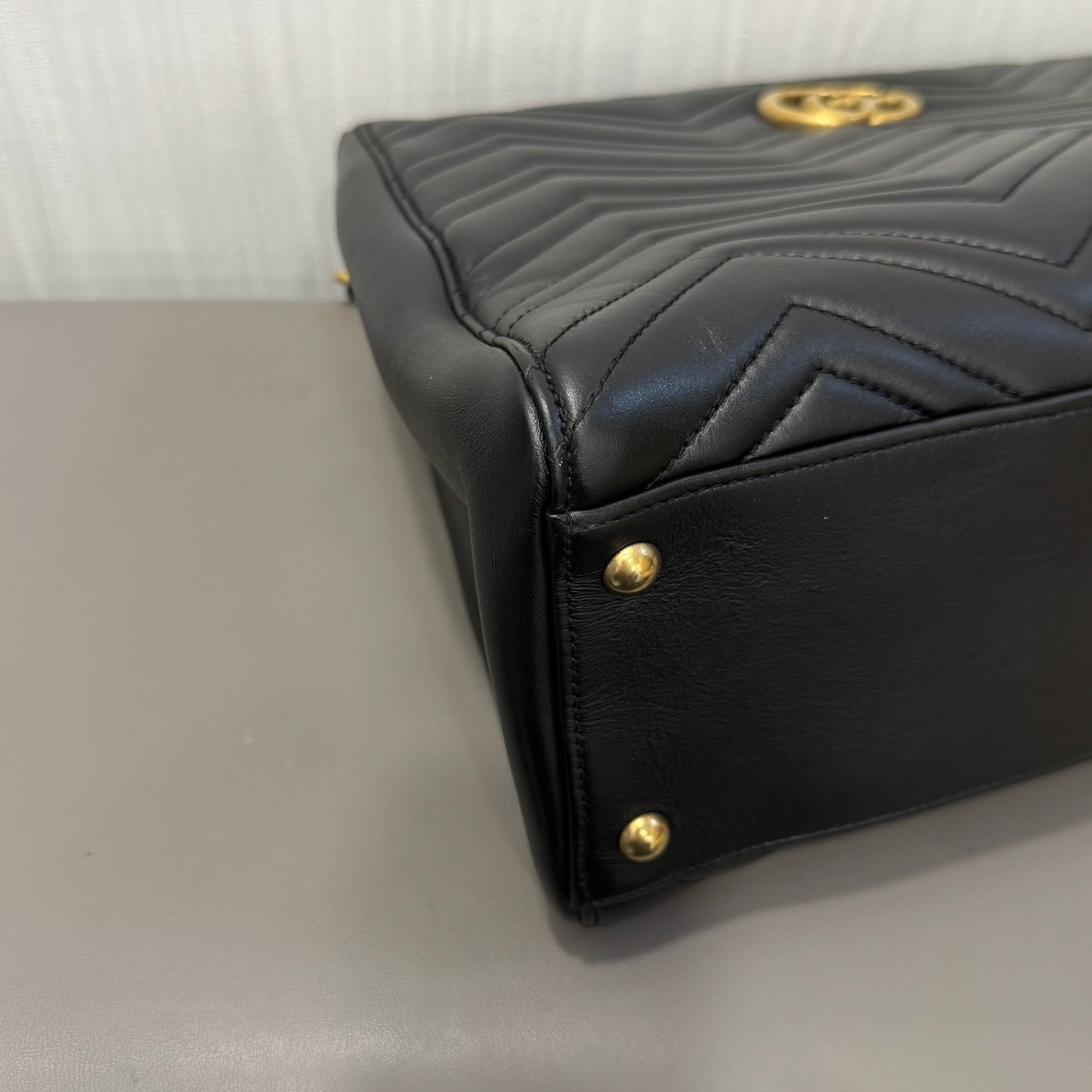 Gucci GG Marmont Matelassé Leather Top Handle Bag Black (Pre-Owned)
