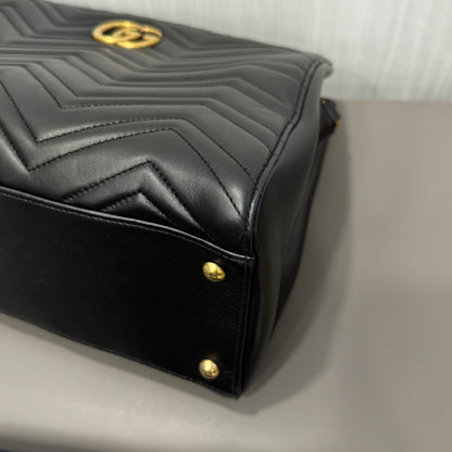 Gucci GG Marmont Matelassé Leather Top Handle Bag Black (Pre-Owned)