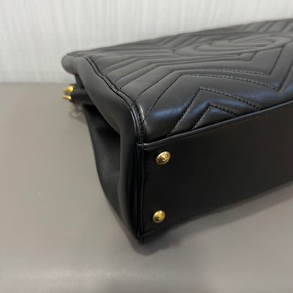 Gucci GG Marmont Matelassé Leather Top Handle Bag Black (Pre-Owned)