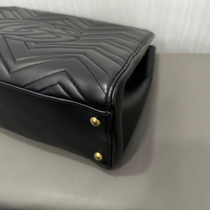 Gucci GG Marmont Matelassé Leather Top Handle Bag Black (Pre-Owned)