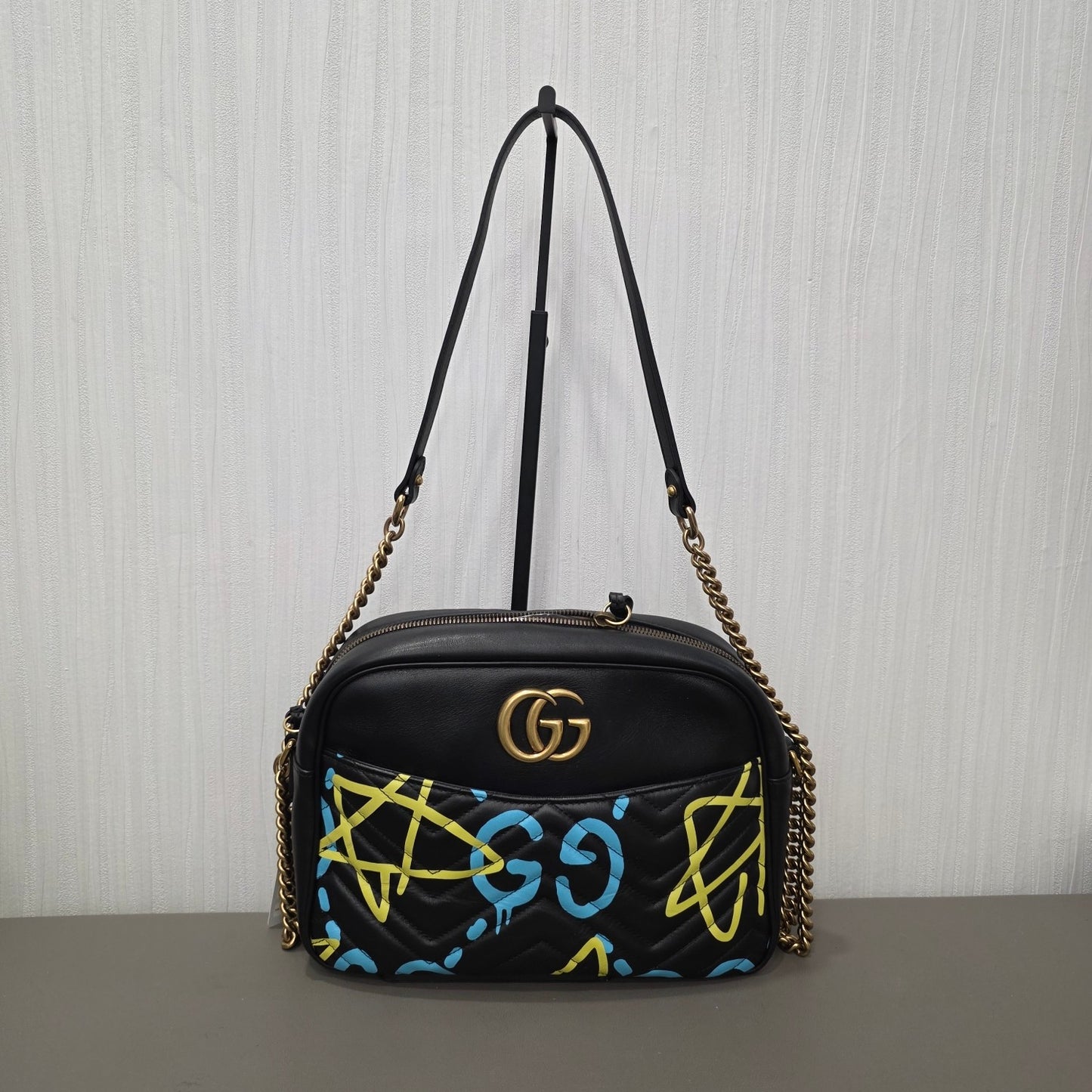Gucci GG Marmont Graffiti Leather Shoulder Bag (Pre-Owned)